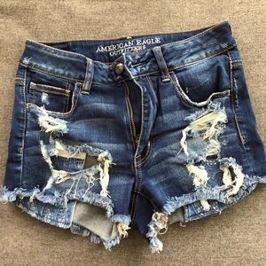 American Eagle size 6 denim shorts with cut outs